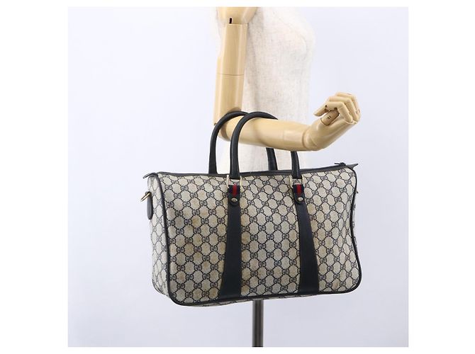 Borsa GUCCI GG Supreme Sherry Line PVC Blu Navy Oro 39 02 041 Auth 150740 D'oro - vista 22