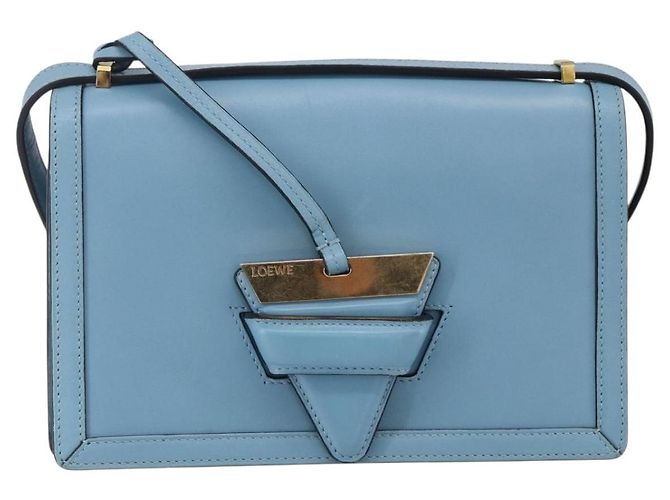 Borsa a Spalla LOEWE Barcelona in Pelle Blu Oro Auth BA7692 D'oro - vista 13
