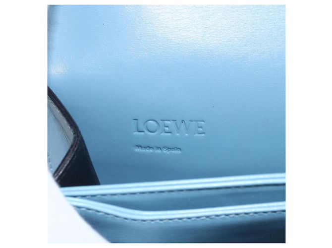 Borsa a Spalla LOEWE Barcelona in Pelle Blu Oro Auth BA7692 D'oro - vista 18