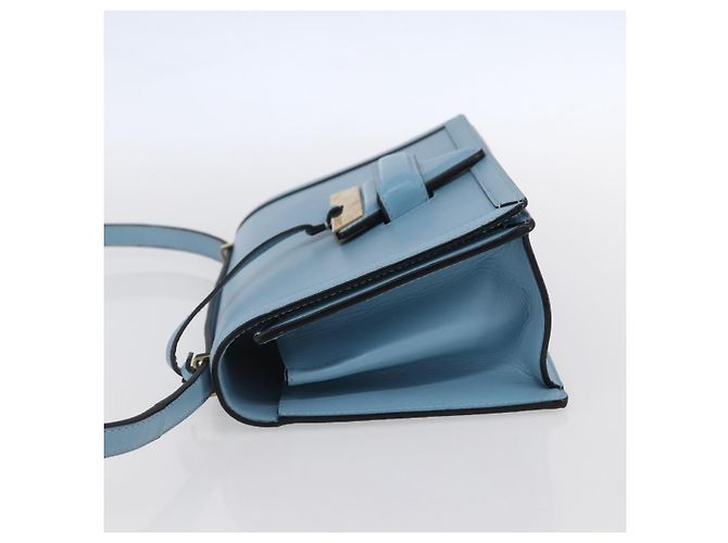 Borsa a Spalla LOEWE Barcelona in Pelle Blu Oro Auth BA7692 D'oro - vista 3