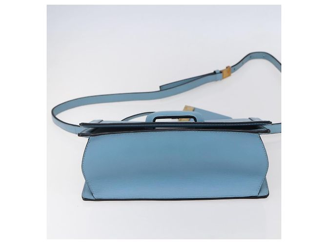Borsa a Spalla LOEWE Barcelona in Pelle Blu Oro Auth BA7692 D'oro - vista 5