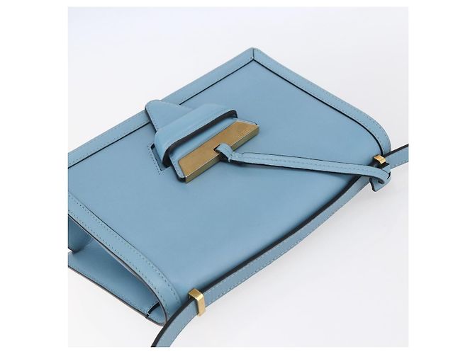 Borsa a Spalla LOEWE Barcelona in Pelle Blu Oro Auth BA7692 D'oro - vista 6