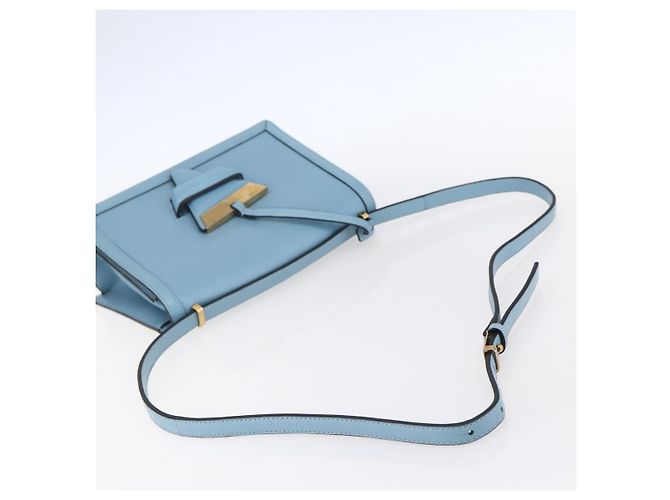 Borsa a Spalla LOEWE Barcelona in Pelle Blu Oro Auth BA7692 D'oro - vista 7