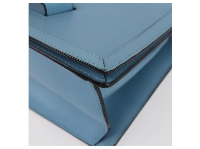 Borsa a Spalla LOEWE Barcelona in Pelle Blu Oro Auth BA7692 D'oro - vista 9