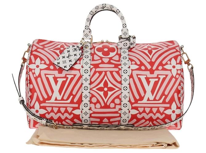 LOUIS VUITTON Borsa Keepall Bandoulière 45 Giant Crafty M45472 Auth LV 150912SM Rosso - vista 12