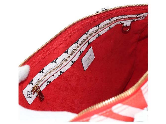 LOUIS VUITTON Borsa Keepall Bandoulière 45 Giant Crafty M45472 Auth LV 150912SM Rosso - vista 29