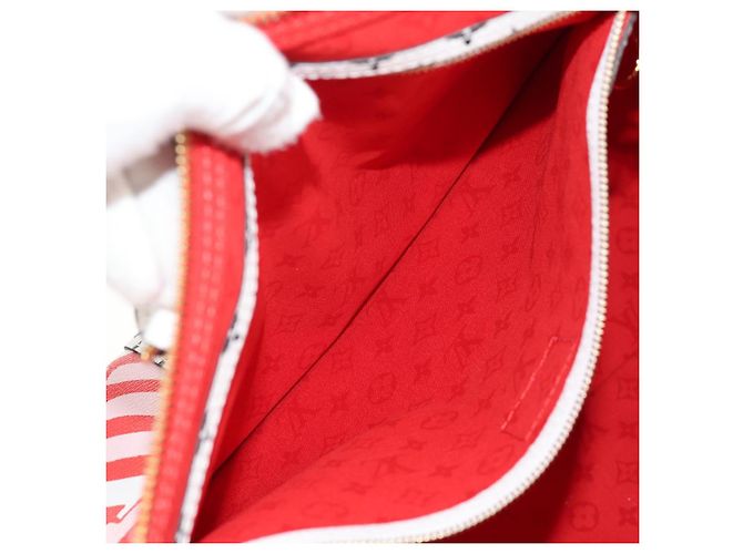 LOUIS VUITTON Borsa Keepall Bandoulière 45 Giant Crafty M45472 Auth LV 150912SM Rosso - vista 31