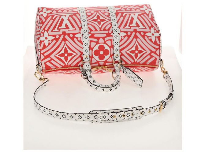 LOUIS VUITTON Borsa Keepall Bandoulière 45 Giant Crafty M45472 Auth LV 150912SM Rosso - vista 8