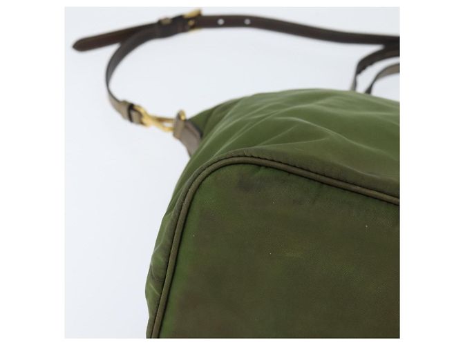 Borsa Tote PRADA in nylon khaki oro Auth bs30152 D'oro Cachi - vista 10