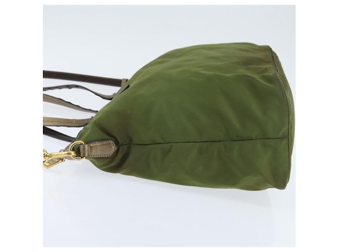 Borsa Tote PRADA in nylon khaki oro Auth bs30152 D'oro Cachi - vista 3