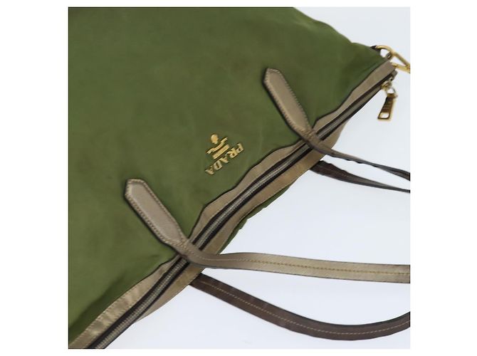 Borsa Tote PRADA in nylon khaki oro Auth bs30152 D'oro Cachi - vista 6