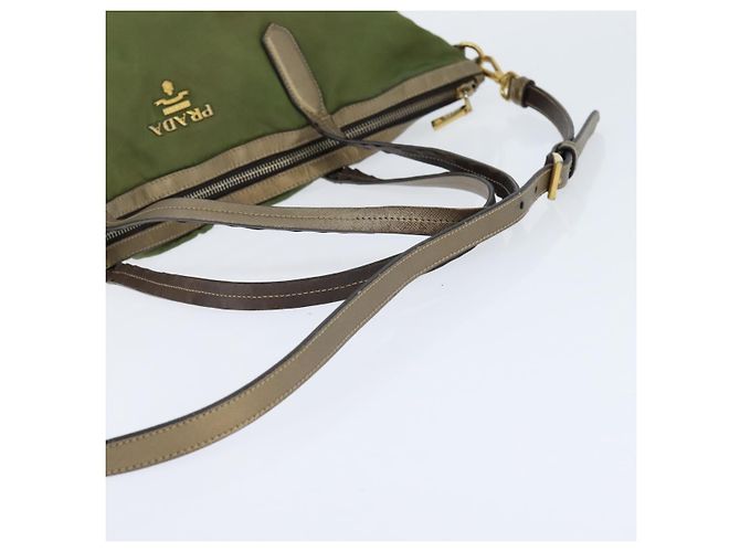 Borsa Tote PRADA in nylon khaki oro Auth bs30152 D'oro Cachi - vista 9