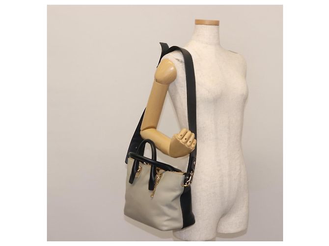 Chloé Borsa a Mano Chloe Bailey in Pelle 2 in 1 Nero Beige Oro Auth am9201 D'oro - vista 26