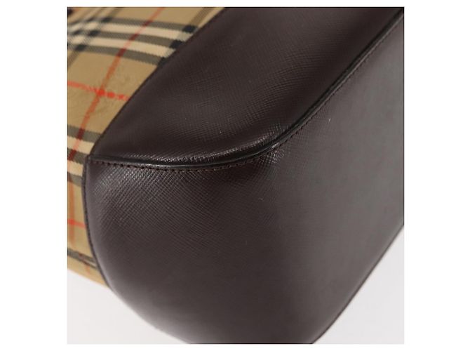 Sac fourre-tout en toile Nova Check Burberry Beige Or Auth 147419 Doré - vue 15