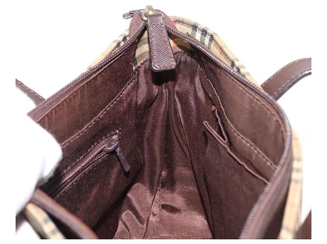Sac fourre-tout en toile Nova Check Burberry Beige Or Auth 147419 Doré - vue 18