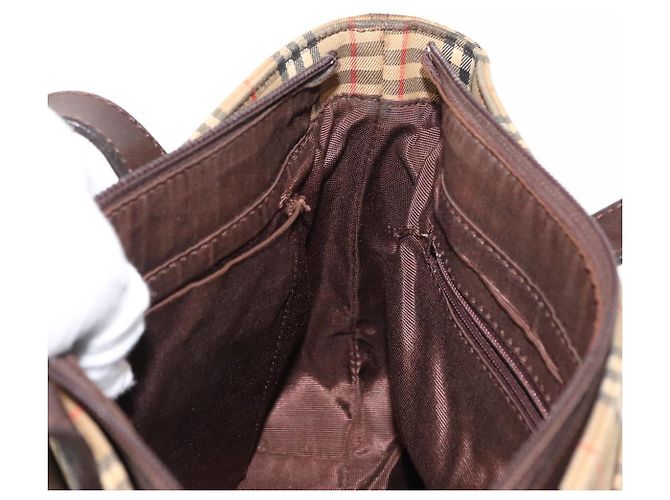Sac fourre-tout en toile Nova Check Burberry Beige Or Auth 147419 Doré - vue 19