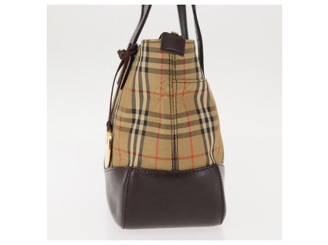 Sac fourre-tout en toile Nova Check Burberry Beige Or Auth 147419 Doré - vue 3