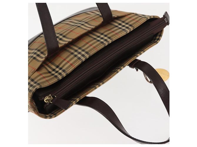 Sac fourre-tout en toile Nova Check Burberry Beige Or Auth 147419 Doré - vue 7