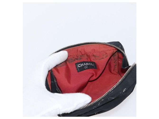 CHANEL Nuovo astuccio da viaggio in nylon 2 pezzi Rosa Nero CC Auth bs31272 - vista 16