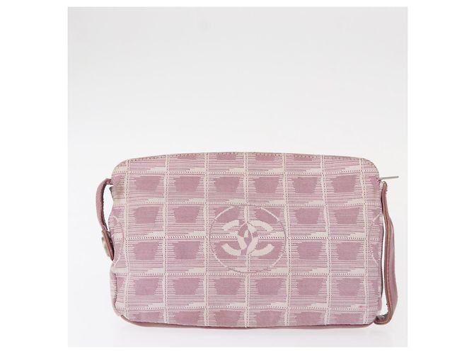 CHANEL Nuovo astuccio da viaggio in nylon 2 pezzi Rosa Nero CC Auth bs31272 - vista 3