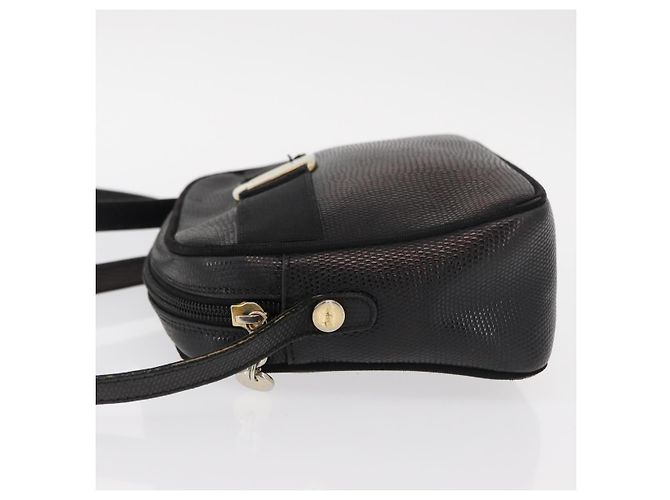 Borsa a Spalla Vala in Pelle Nera e Oro Salvatore Ferragamo Auth BA7662 Nero D'oro - vista 4