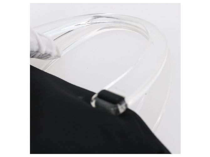 PRADA Borsa a mano in nylon plastico Nero Argento Auth 146727 - vista 14