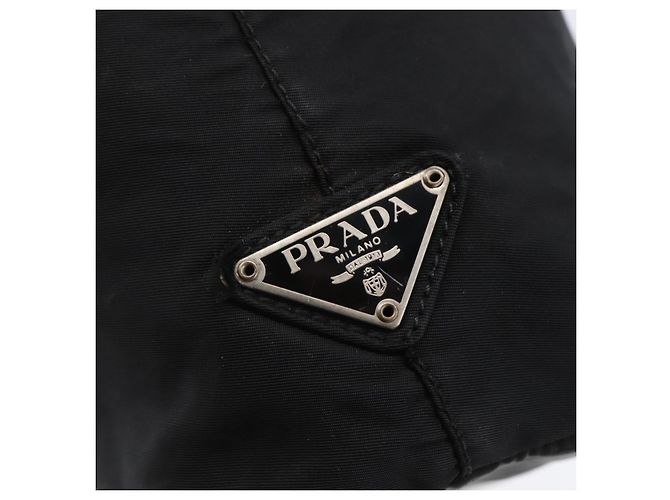 PRADA Borsa a mano in nylon plastico Nero Argento Auth 146727 - vista 18