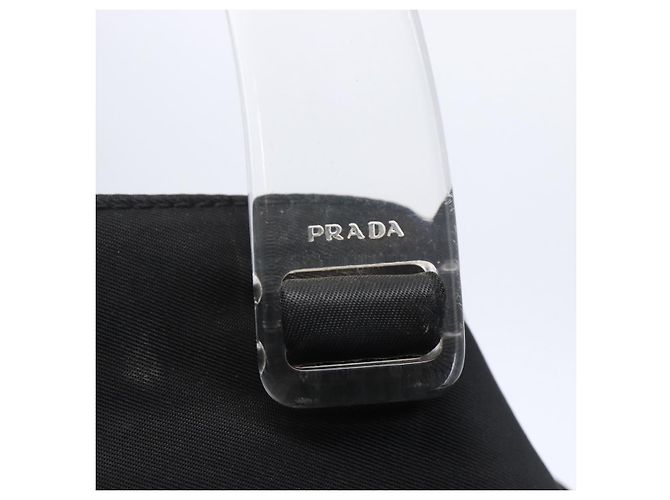 PRADA Borsa a mano in nylon plastico Nero Argento Auth 146727 - vista 19