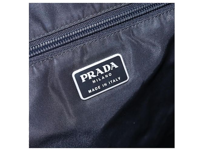 PRADA Borsa a mano in nylon plastico Nero Argento Auth 146727 - vista 20