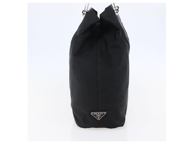PRADA Borsa a mano in nylon plastico Nero Argento Auth 146727 - vista 3