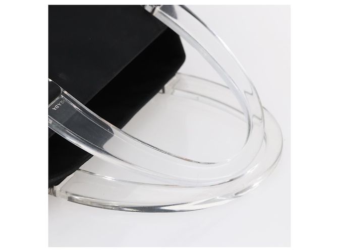 PRADA Borsa a mano in nylon plastico Nero Argento Auth 146727 - vista 7