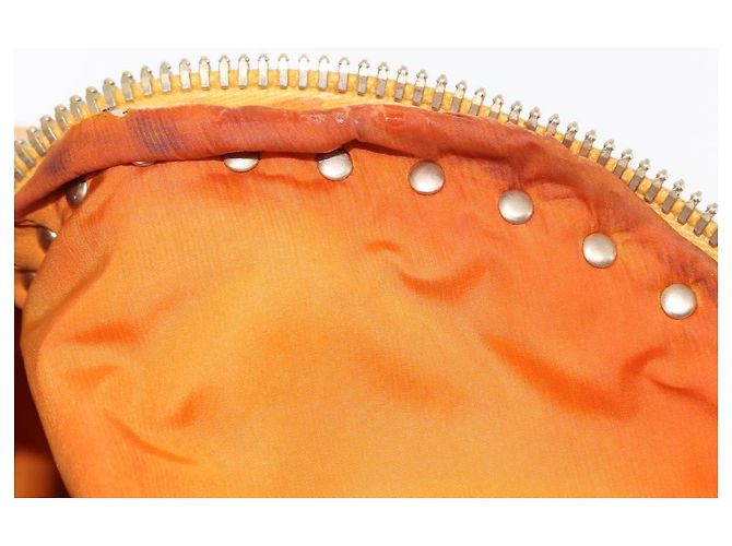 Zaino Valentino Studs in nylon e pelle beige arancione Auth BA6887 - vista 11