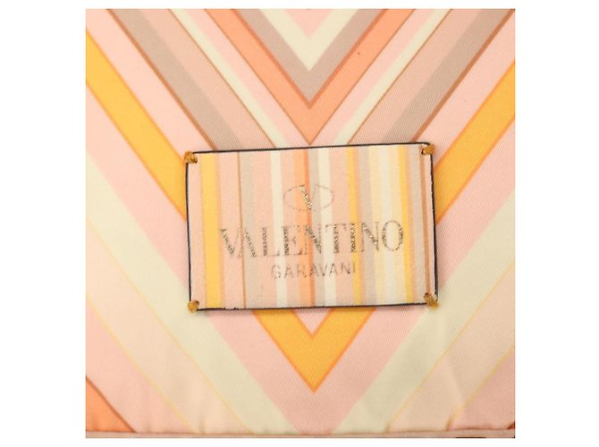 Zaino Valentino Studs in nylon e pelle beige arancione Auth BA6887 - vista 19