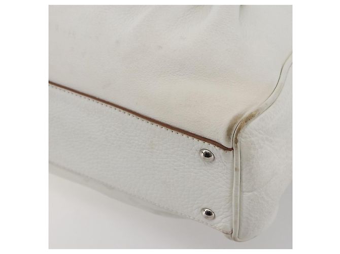 Borsa Tote Gancini Marissa in pelle bianca e argento di Salvatore Ferragamo Auth bs30082 - vista 15