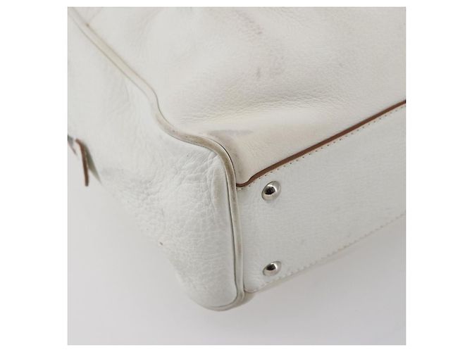 Borsa Tote Gancini Marissa in pelle bianca e argento di Salvatore Ferragamo Auth bs30082 - vista 16