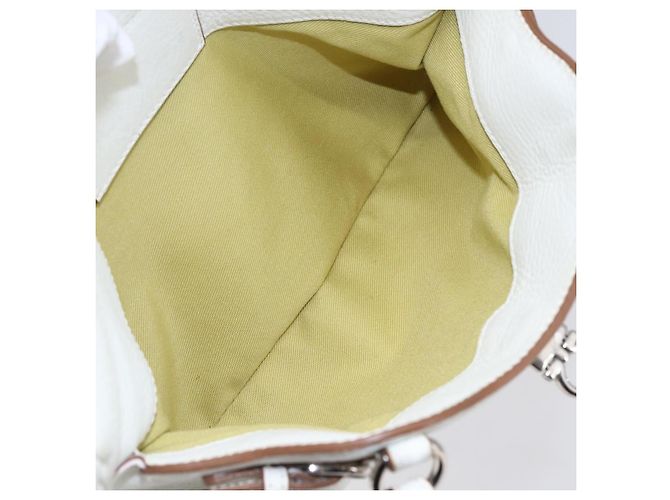 Borsa Tote Gancini Marissa in pelle bianca e argento di Salvatore Ferragamo Auth bs30082 - vista 21