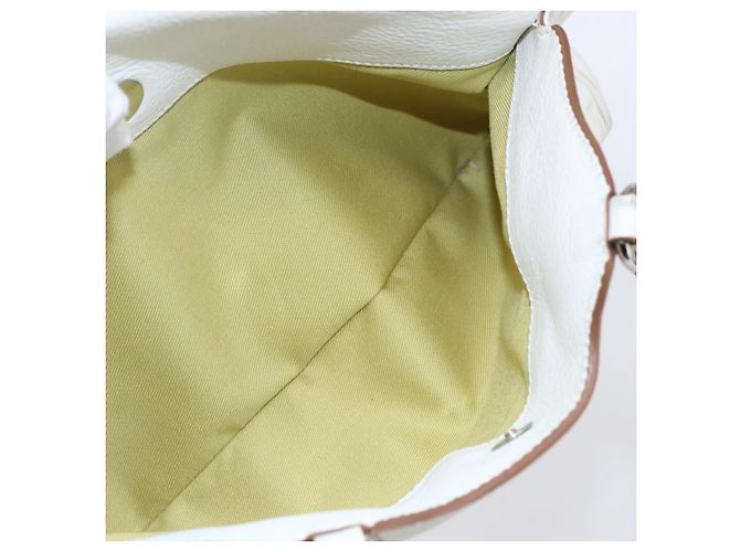 Borsa Tote Gancini Marissa in pelle bianca e argento di Salvatore Ferragamo Auth bs30082 - vista 22