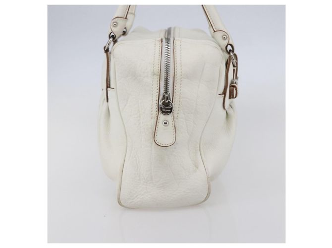 Borsa Tote Gancini Marissa in pelle bianca e argento di Salvatore Ferragamo Auth bs30082 - vista 3