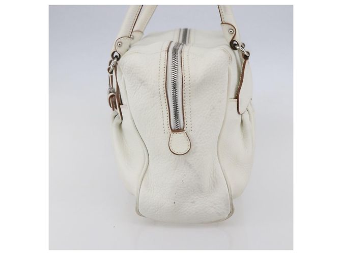 Borsa Tote Gancini Marissa in pelle bianca e argento di Salvatore Ferragamo Auth bs30082 - vista 4