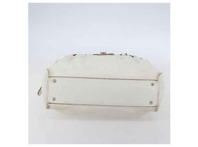 Borsa Tote Gancini Marissa in pelle bianca e argento di Salvatore Ferragamo Auth bs30082 - vista 5