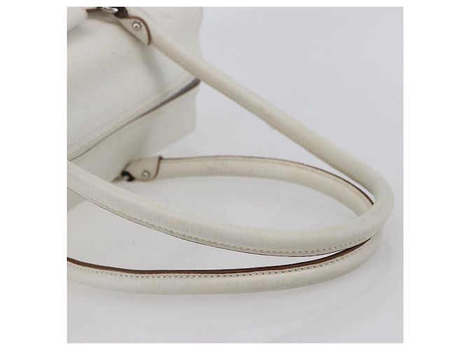 Borsa Tote Gancini Marissa in pelle bianca e argento di Salvatore Ferragamo Auth bs30082 - vista 7