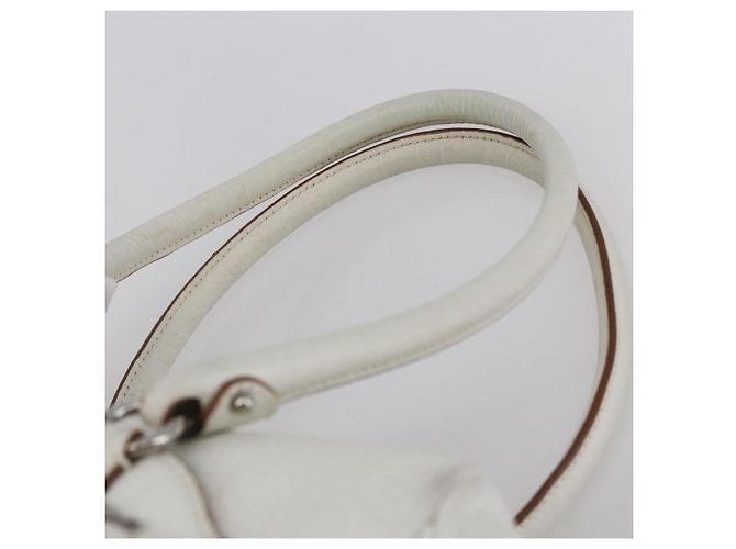 Borsa Tote Gancini Marissa in pelle bianca e argento di Salvatore Ferragamo Auth bs30082 - vista 8