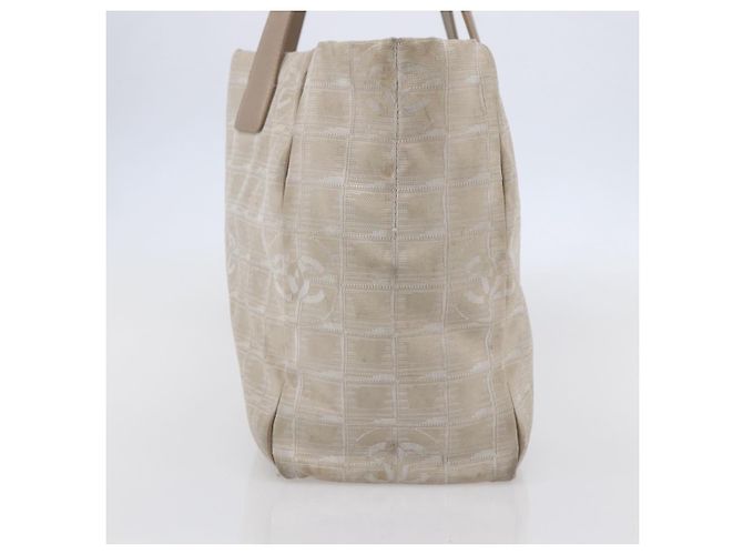 CHANEL Nuova Borsa Tote da Viaggio Nylon Beige Oro CC Auth ti3466 D'oro - vista 4