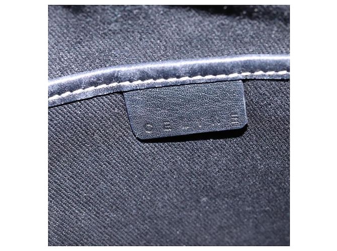 Céline Borsa a Spalla in Tela Macadam CELINE Navy Oro Auth ep11305 D'oro Blu navy - vista 18