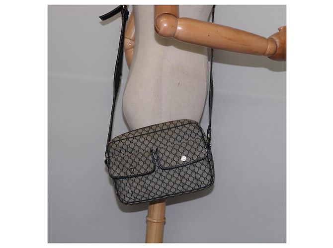 Céline Borsa a Spalla in Tela Macadam CELINE Navy Oro Auth ep11305 D'oro Blu navy - vista 22