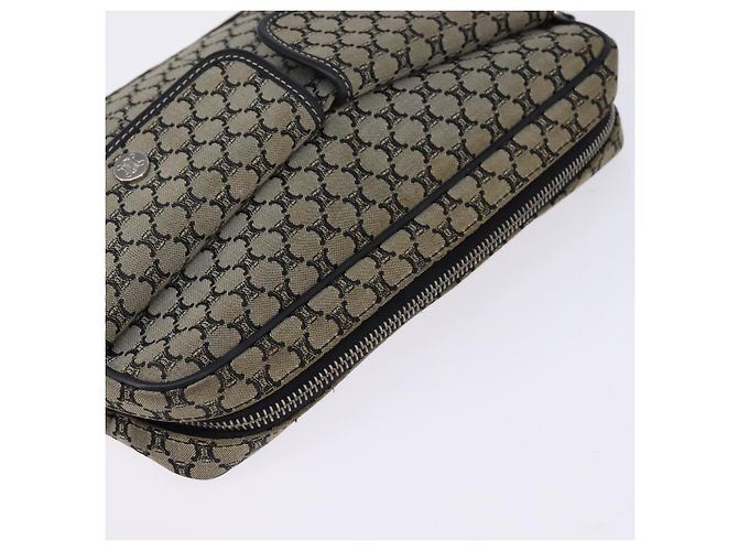 Céline Borsa a Spalla in Tela Macadam CELINE Navy Oro Auth ep11305 D'oro Blu navy - vista 6