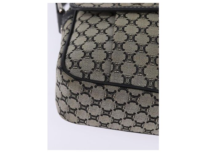 Céline Borsa a Spalla in Tela Macadam CELINE Navy Oro Auth ep11305 D'oro Blu navy - vista 9