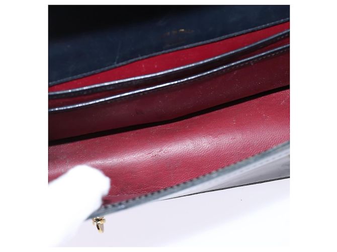 Borsa a mano in pelle GUCCI Bamboo Sherry Line blu navy rosso oro Auth SW1701 D'oro - vista 12