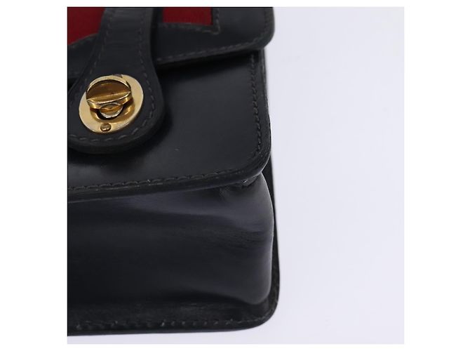 Borsa a mano in pelle GUCCI Bamboo Sherry Line blu navy rosso oro Auth SW1701 D'oro - vista 14