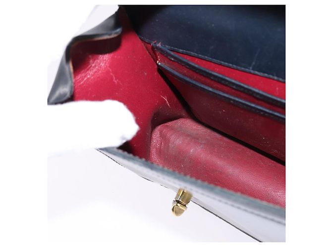 Borsa a mano in pelle GUCCI Bamboo Sherry Line blu navy rosso oro Auth SW1701 D'oro - vista 18